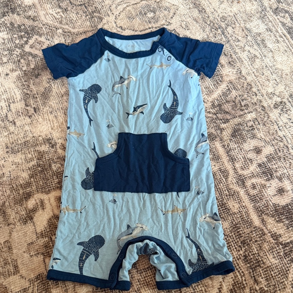 Kyte 2T Blue Shark Print Bodysuit